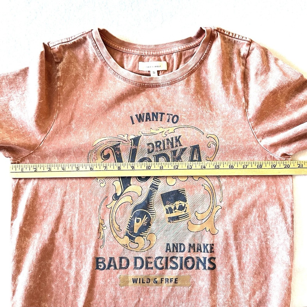 Cleo + Wolf S‎ Small Vodka Bad Decisions Mini Knee T-shirt Dress Terracotta - Picture 7 of 10